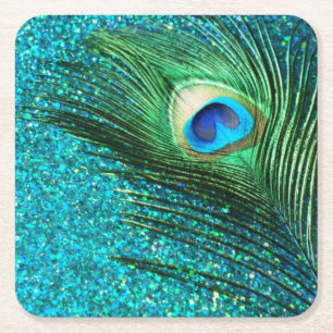 Dessous De Verre Carré Paon unique d'Aqua