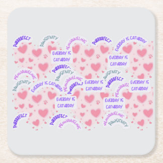 Dessous De Verre Carré Paper coaster " Everyday is Caturday" 