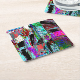 Dessous De Verre Carré Paper Coaster – Neon Pulse