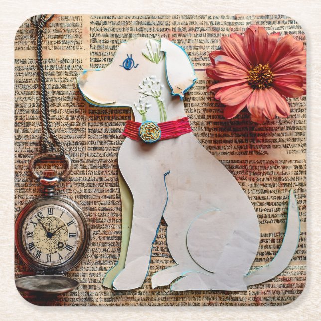 Dessous De Verre Carré Paper Dog Coaster (Devant)