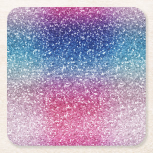 Dessous De Verre Carré Papier d'emballage Pailleté Rose Bleu Ombre