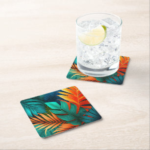 Dessous De Verre Carré Papier Dessous de verre Palmes tropicales Imprimer