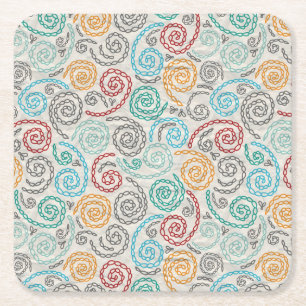 Dessous De Verre Carré Papier fripé par fantaisie de broderie