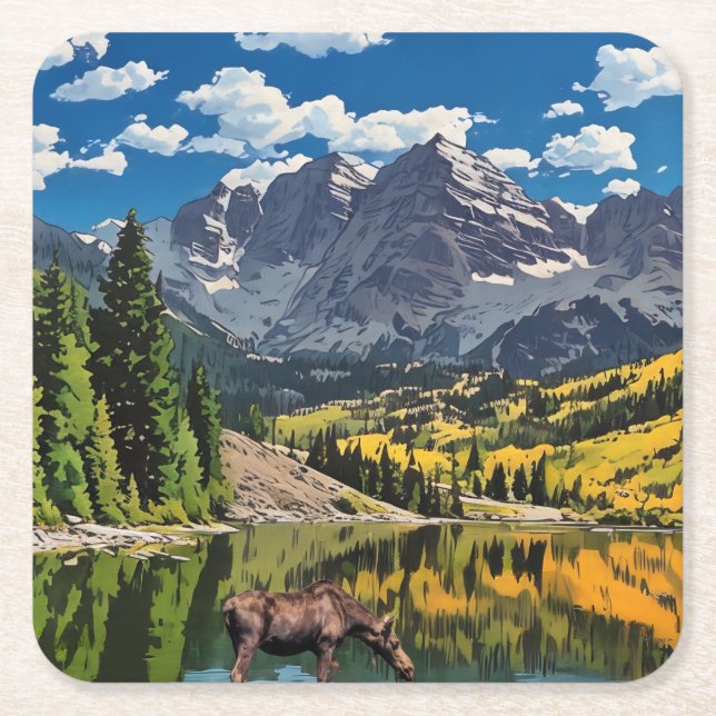 Dessous De Verre Carré Papier Maroon Bells Napkin (Devant)