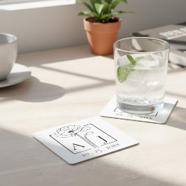 Dessous De Verre Carré Papier Monogrammé Coquelicot