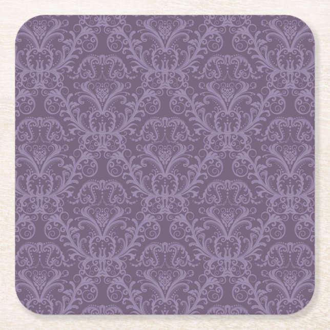 Dessous De Verre Carré Papier peint à fleurs mauves 2 (Devant)