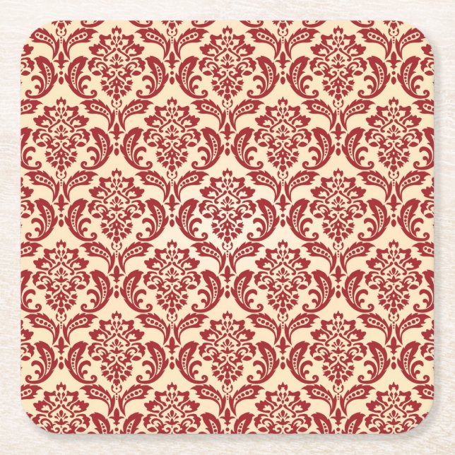 Dessous De Verre Carré Papier peint de motif de damassé (Devant)