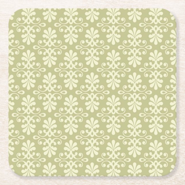 Dessous De Verre Carré Papier peint floral de damassé (Devant)