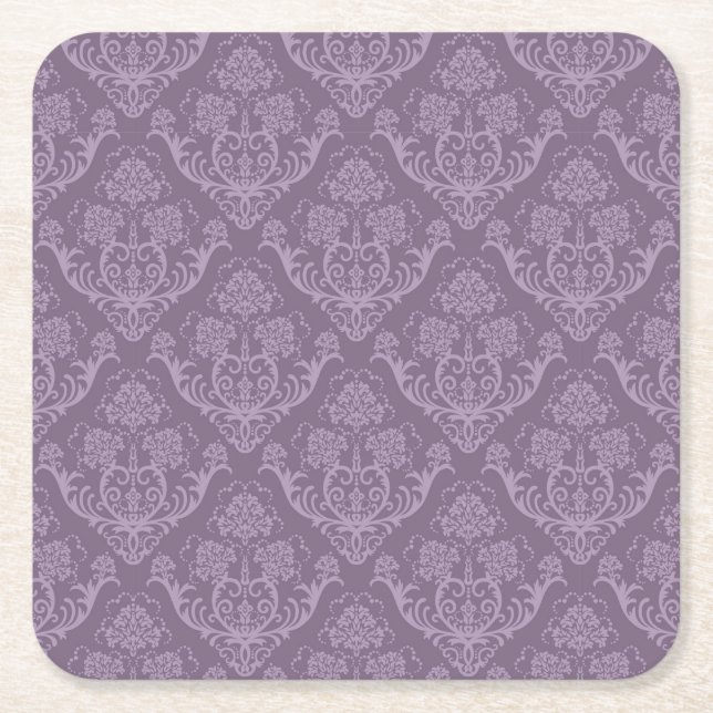 Dessous De Verre Carré Papier peint floral pourpre (Devant)