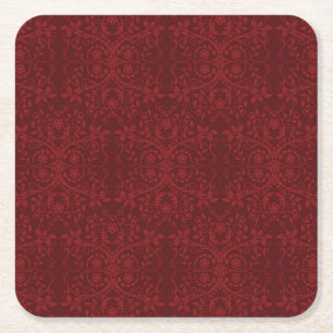 Dessous De Verre Carré Papier peint floral rouge détaillé