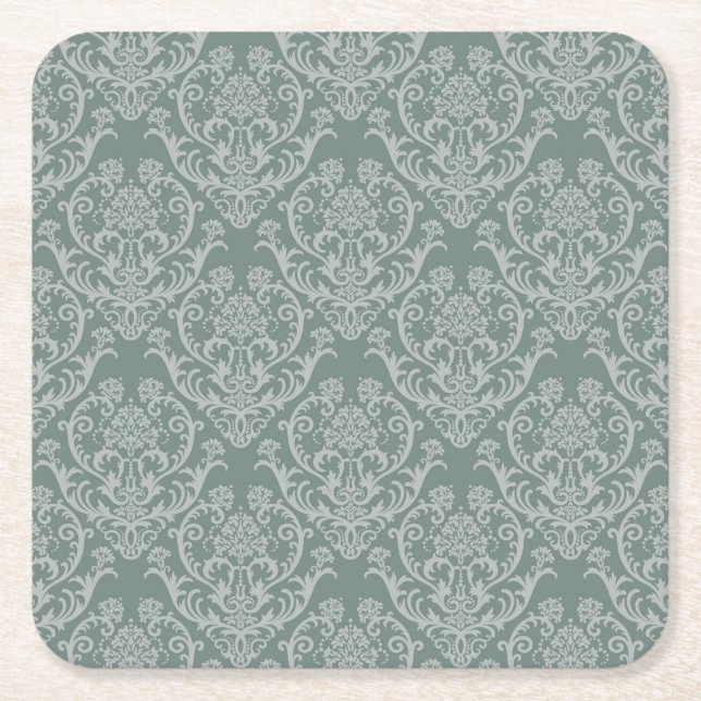 Dessous De Verre Carré Papier peint floral vert (Devant)