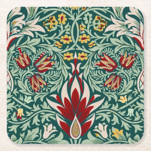Dessous De Verre Carré Papier peint floral vert forêt de William Morris