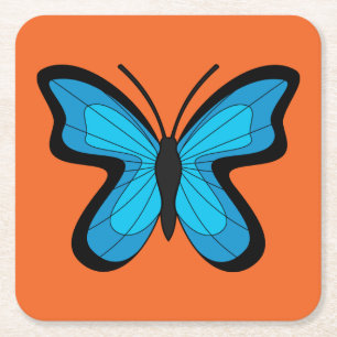 Dessous De Verre Carré Papillon bleu