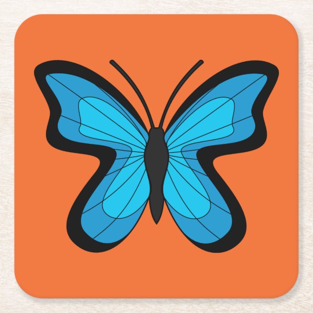 Dessous De Verre Carré Papillon bleu (Devant)