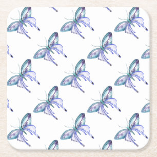 Dessous De Verre Carré Papillon bleu aquarelle Aqua violet