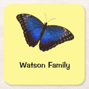Dessous De Verre Carré Papillon bleu de Morpho personnalisé