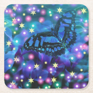 Dessous De Verre Carré Papillon bleu magique