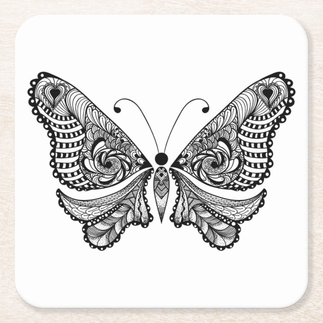 Dessous De Verre Carré Papillon de style (Devant)