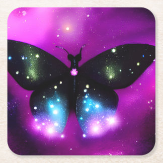 Dessous De Verre Carré Papillon noir scintillant