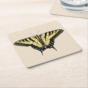 Dessous De Verre Carré Papillon Southwestern jaune Swallowtail