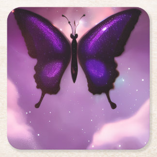 Dessous De Verre Carré Papillon violet foncé