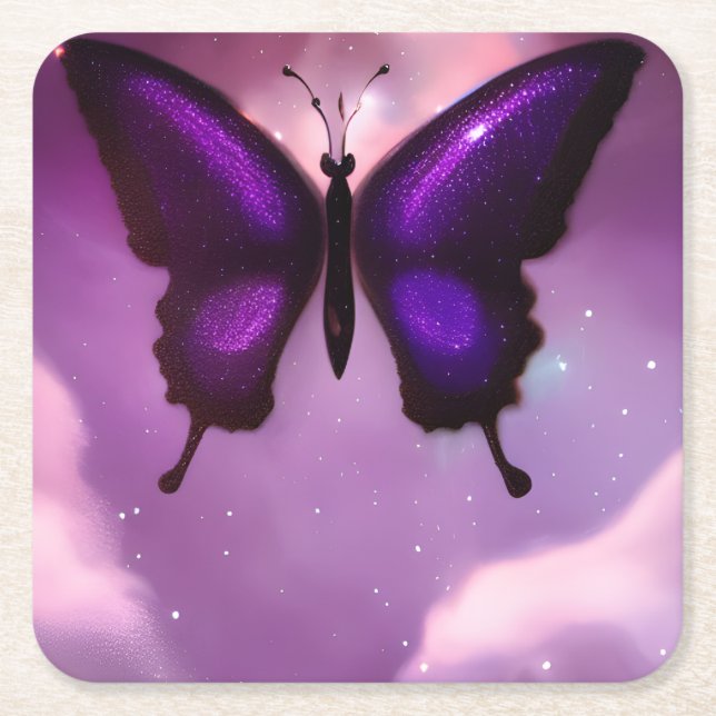 Dessous De Verre Carré Papillon violet profond (Devant)