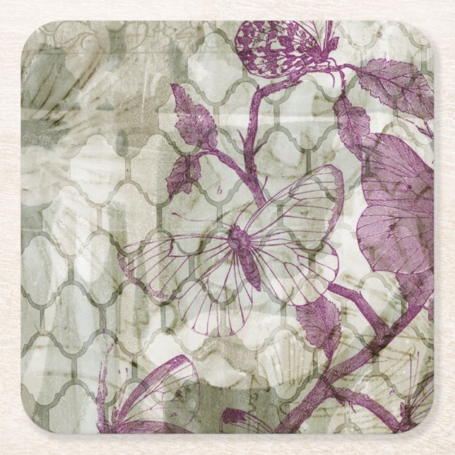 Dessous De Verre Carré Papillons arabes IV (Devant)