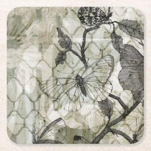 Dessous De Verre Carré Papillons d'arabesque II