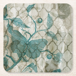 Dessous De Verre Carré Papillons d'arabesque V