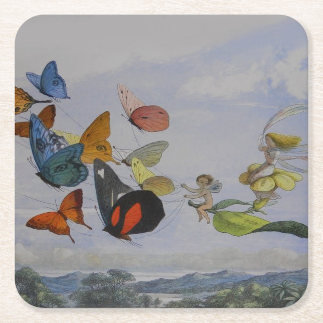 Dessous De Verre Carré Papillons et papillons de la reine des fées (Devant)