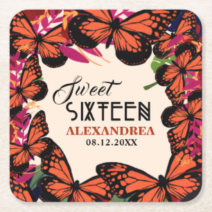 Dessous De Verre Carré Papillons sweet sixteen Floral