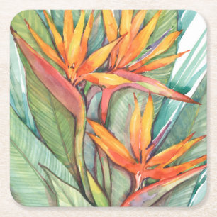 Dessous De Verre Carré Paradis botanique tropical II
