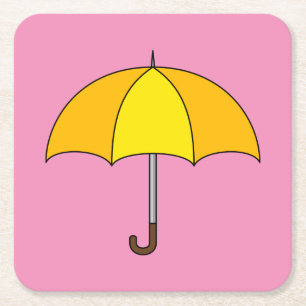 Dessous De Verre Carré Parapluie Jaune