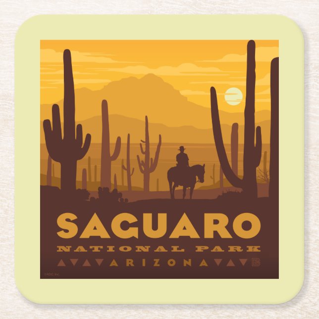 Dessous De Verre Carré Parc national Carré du Saguaro | Arizona (Devant)