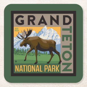 Dessous De Verre Carré Parc national de Grand Teton Moose
