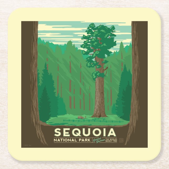 Dessous De Verre Carré Parc national de Sequoia (Devant)