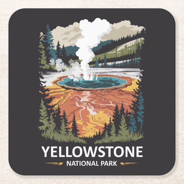 Dessous De Verre Carré Parc national de Yellowstone (Devant)