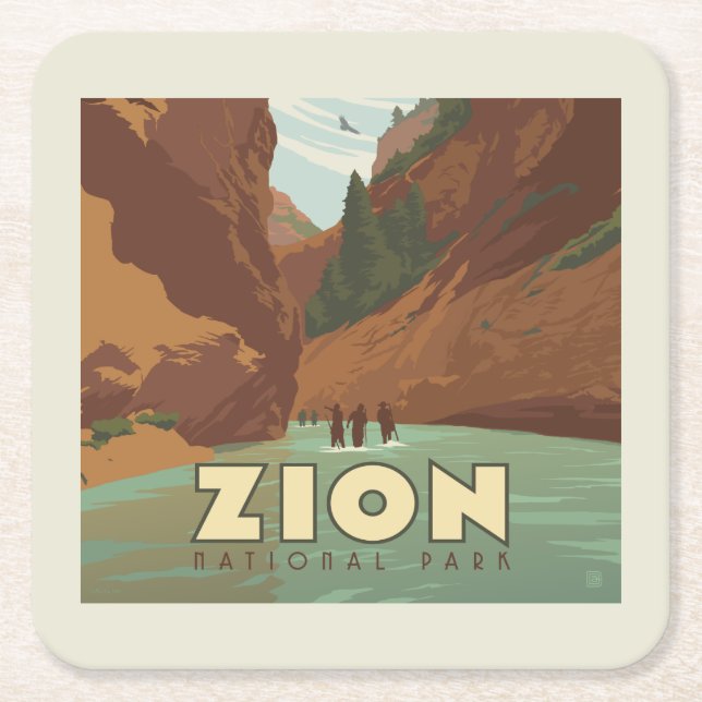 Dessous De Verre Carré Parc national de Zion | Les Étroits (Devant)