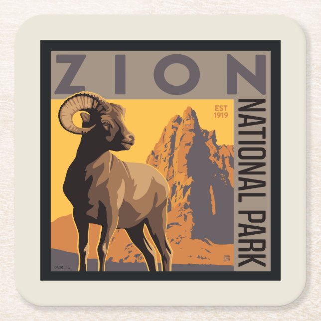Dessous De Verre Carré Parc national de Zion | Ram (Devant)