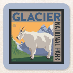 Dessous De Verre Carré Parc national du Glacier   Chèvre