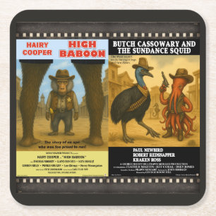 Dessous De Verre Carré Parodie d'affiche de film animalier western
