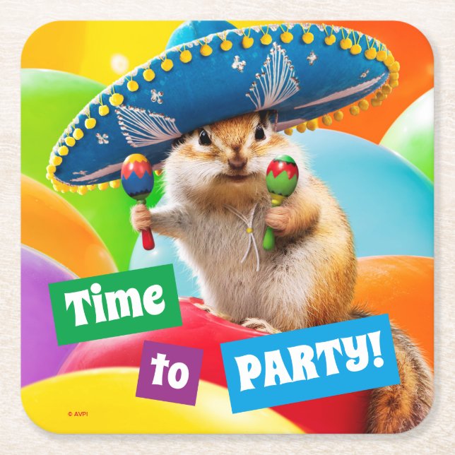 Dessous De Verre Carré Parti Chipmunk De Sombrero (Devant)