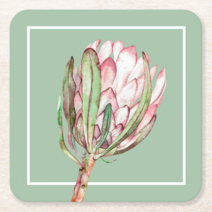 Dessous De Verre Carré Parti floral Pink Pink Tropical