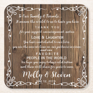Dessous De Verre Carré Parti russe/Merci mariage
