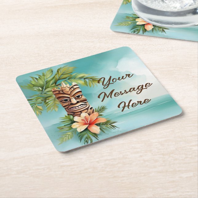 Dessous De Verre Carré Parti Tropical Tiki (Incliné)
