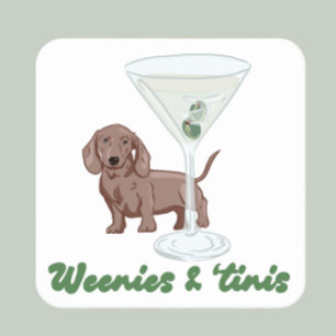 Dessous De Verre Carré Parti Weenies & Martinis