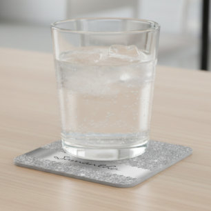 Dessous De Verre Carré Parties scintillant Diamond Argent Look Bling Spar