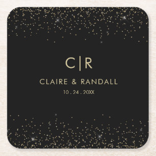 Dessous De Verre Carré Parties scintillant d'or mariage élégant