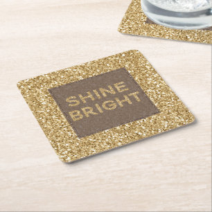 Dessous De Verre Carré Parties scintillant dorée brillant brillant