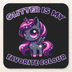 Dessous De Verre Carré Parties scintillant est ma couleur préférée mignon